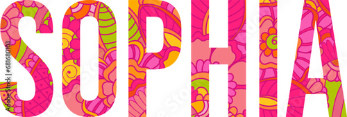 Sophia 60's floral doodle name design