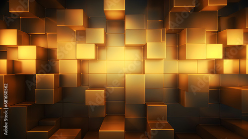 Golden 3d cube background
