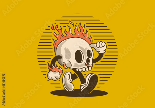Mascot character illustration of burning skull