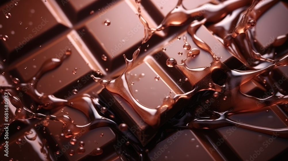 abstract background with chocolate splashes and particles