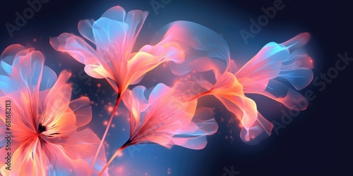 Beautiful abstract neon light impressionistic floral design background. beautiful Generative AI AIG32