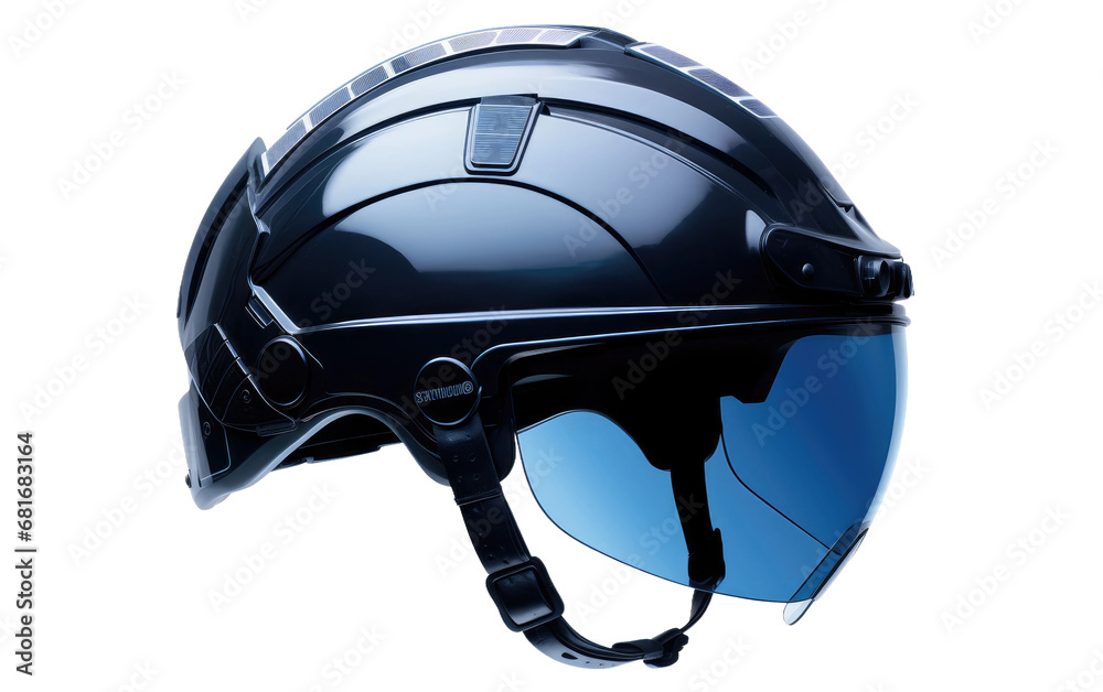 Naklejka premium Futuristic Solar Flare Guardian Helmet on a White or Clear Surface PNG Transparent Background