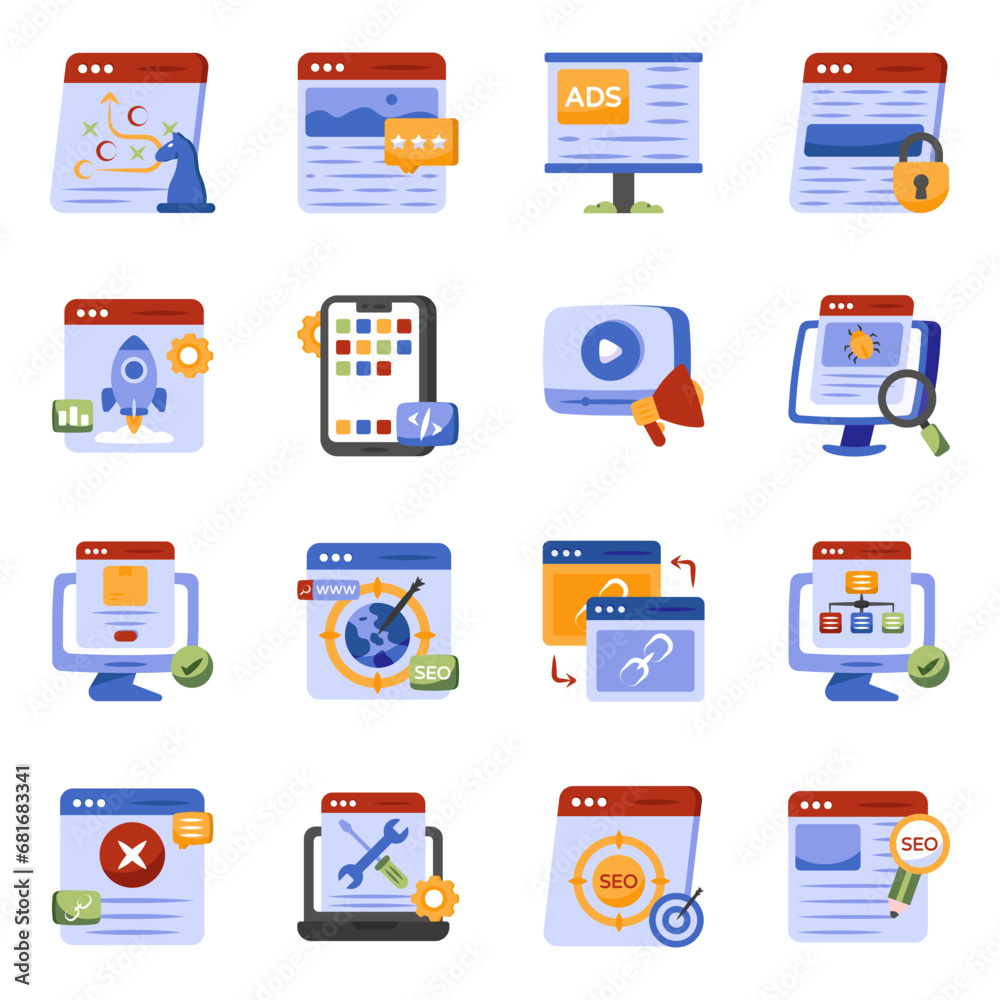 Pack of Web Flat Icons 

