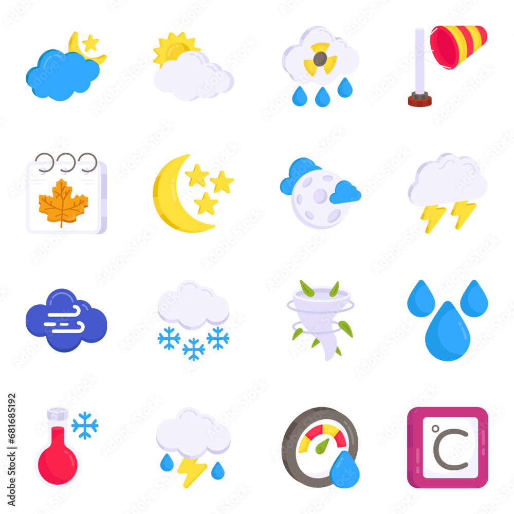 Obraz premium Pack of Weather Flat Icons