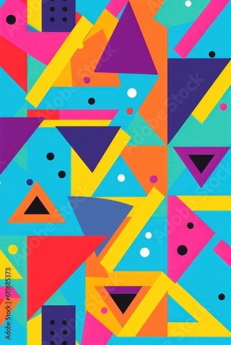 A bold and colorful geometric background with a customizable message