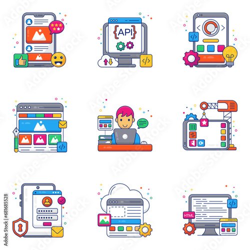 Pack of Web Programming Flat Icons

