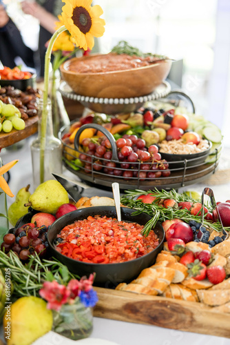 Mexican Food Buffet with Salsa and Chips, Healthy Mexican Food Display, Catered Event Mexican Dinner