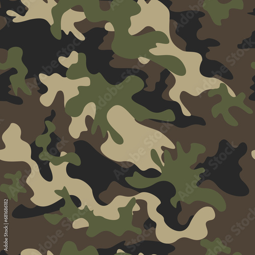  Seamless camouflage pattern vector fashionable print, army fabric texture. Disguise. Modern design of clothes, paper, fabric. Military background