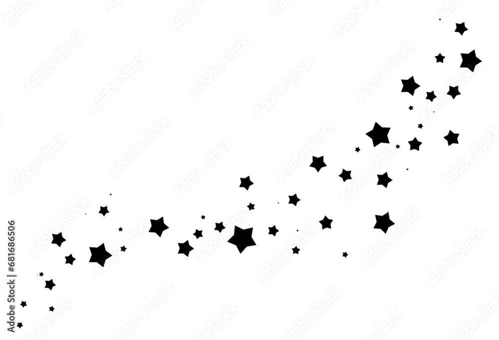 Shooting Star Black. Shooting star with an elegant star trail on a white background. Festive star sprinkles, powder. Vector png. Shooting Star Black. Shooting star with an elegant star trail on a white background. Festive star sprinkles, powder. Vector png.