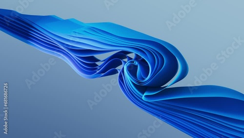 Blue waves with a 3D layered stripe effect. Chic, calm design. 3d animation