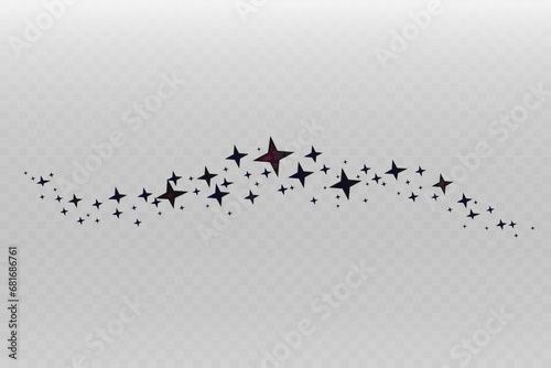  Shooting Star Black. Shooting star with an elegant star trail on a white background. Festive star sprinkles, powder. Vector png. photo
