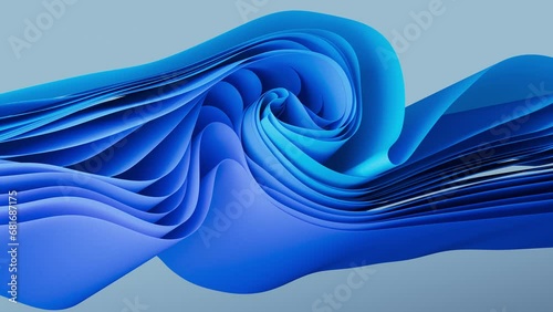 3D blue waves in layers. Perfect for chic, calm designs. 3d animation