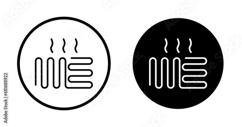 Underfloor Heating vector illustration set. Radiant thermal heater vector illustration symbol for UI designs in black and white color. photo