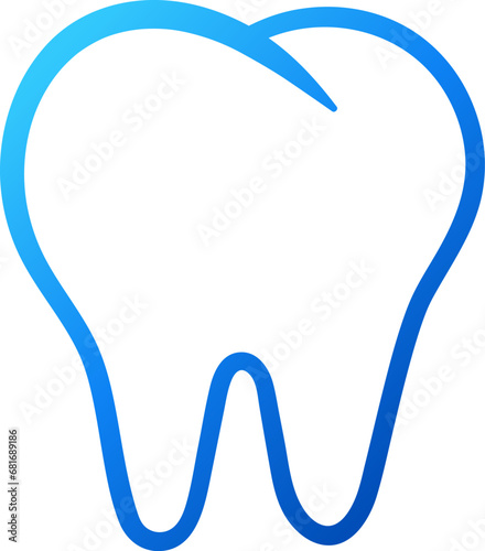 Blue outline gradient tooth vector icon