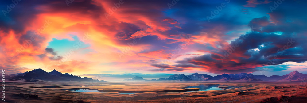 Sky and land merge in a colorful symphony, blurring the line between earth and atmosphere.