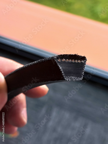 Transmission belt cross section reinforced with cord fabric