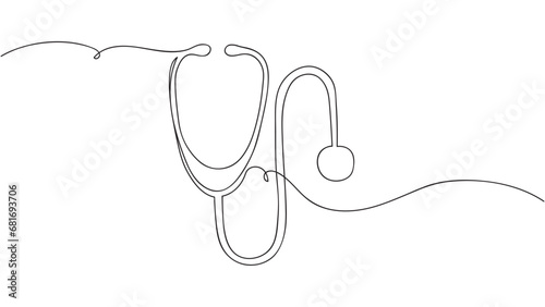 Continuous line drawing of stethoscope.Vector illustration