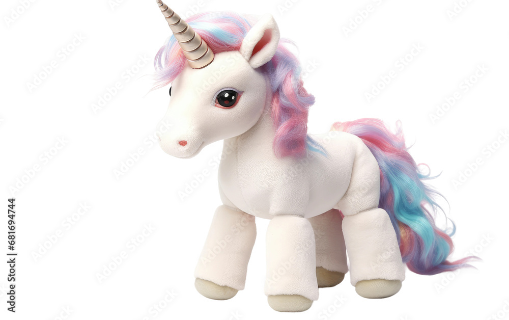Whinnying Unicorn Doll A Magical Companion on a White or Clear Surface PNG Transparent Background