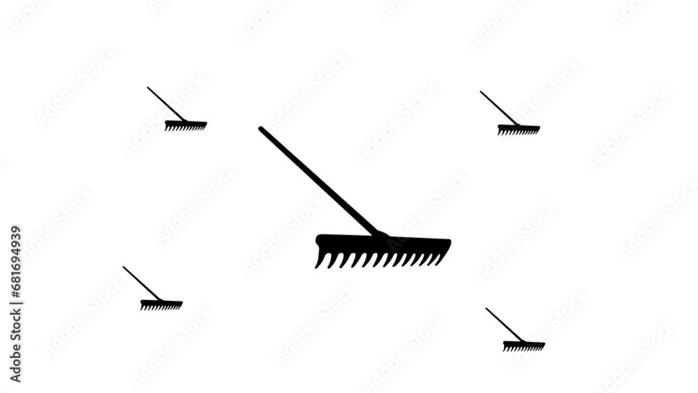 Zoom in and out animation the rake symbol. Large black symbol in the ...