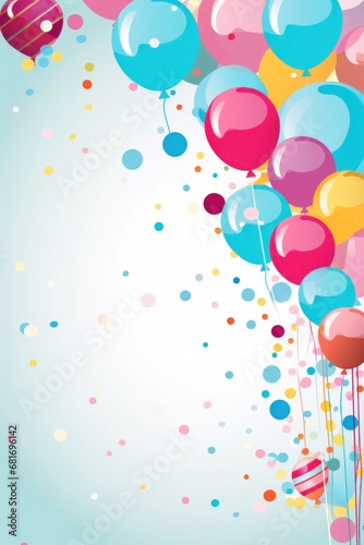 A fun and whimsical cartoon-style birthday background complete with balloons
