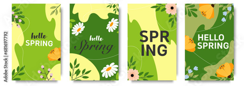 Set of trendy minimal spring posters of social media story design templates. Spring background, cover, sale banner, flyer design. Template for advertising, web, social media. © Oksana Kalashnykova