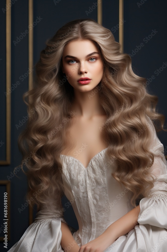 beautiful woman with stylish shiny hair, fashionable female with wavy stylish haircut, shampoo ads concept beautiful woman with stylish shiny hair, fashionable female with wavy stylish haircut, shampoo ads concept