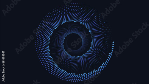 Abstract spiral round vortex style background in dark blue color.