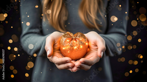 female hands holding a present