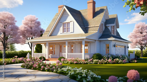 Traditional house with garden photo