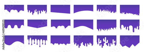 Collection of Abstract Design Element for Top, Bottom Page Web Site. Template Dividers Shapes for Website Pictogram Set. Vector