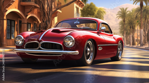 Timeless Classic Car: A hyper-realistic rendering of a classic car, emphasizing every curve, reflection, and detail of this automotive beauty