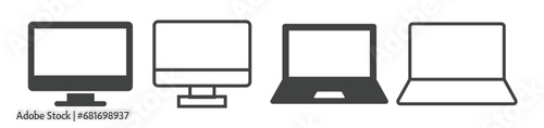 monitor and laptop icon vector