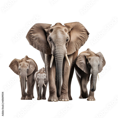 African elephant family on transparent background PNG © I LOVE PNG