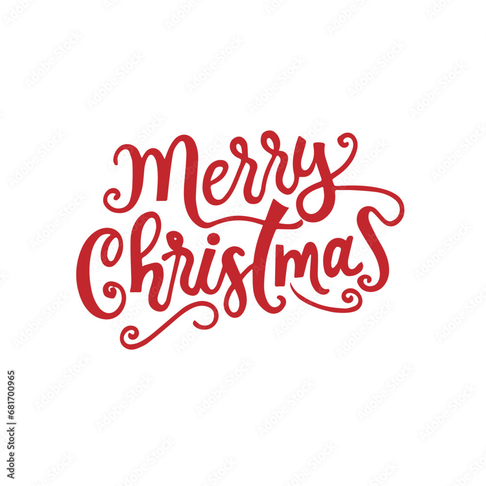 Merry Christmas Lettering on red color