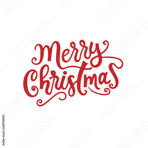 Merry Christmas Lettering on red color