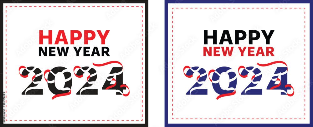 happy new year vector design for social media banner calendar exclusive ribbon artwork design