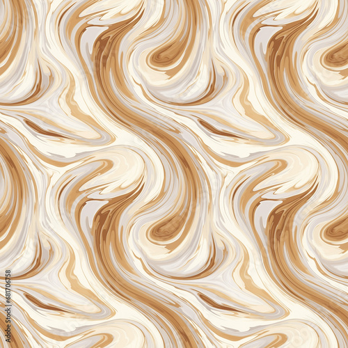 Marbled Swirls Pattern, Creamy Beige and White Abstract Background, Fluid Art Texture, Elegant Natural Stone Imitation for Wallpaper