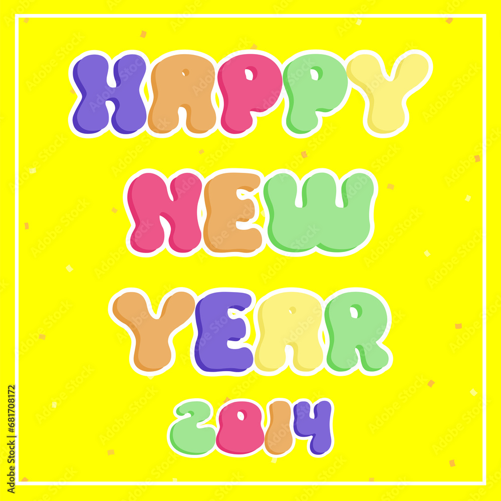 2014 Happy New Year Card curve balloon word party colorful vector design 2014 Happy New Year Card curve balloon word party colorful vector design
