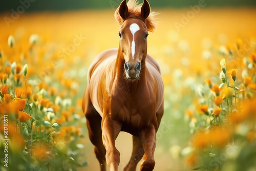 An artistic image capturing the motion blur of a running horse in a field. The blurred lines and dynamic energy convey a sense of movement and create an aesthetically pleasing wildlife photograp