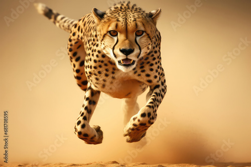 A striking black and white image of a powerful cheetah captured in mid-run. The contrast and composition create a sense of drama and elegance  enhancing the aesthetic appeal of the wildlife photograp