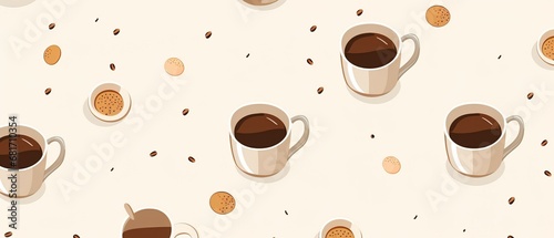 seamless pattern style paper illustration with coffee cups. Created with AI