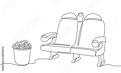  Armchair. Cinema. Popcorn. One line