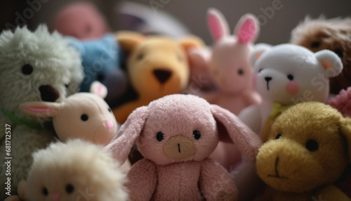 Cute fluffy toy animals bring joy to young children childhood generated by AI © Jeronimo Ramos
