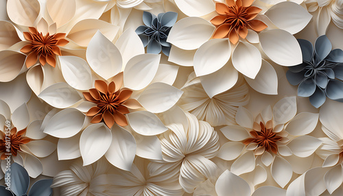 Abstract floral pattern in multi colored petals, a symphony of beauty generated by AI