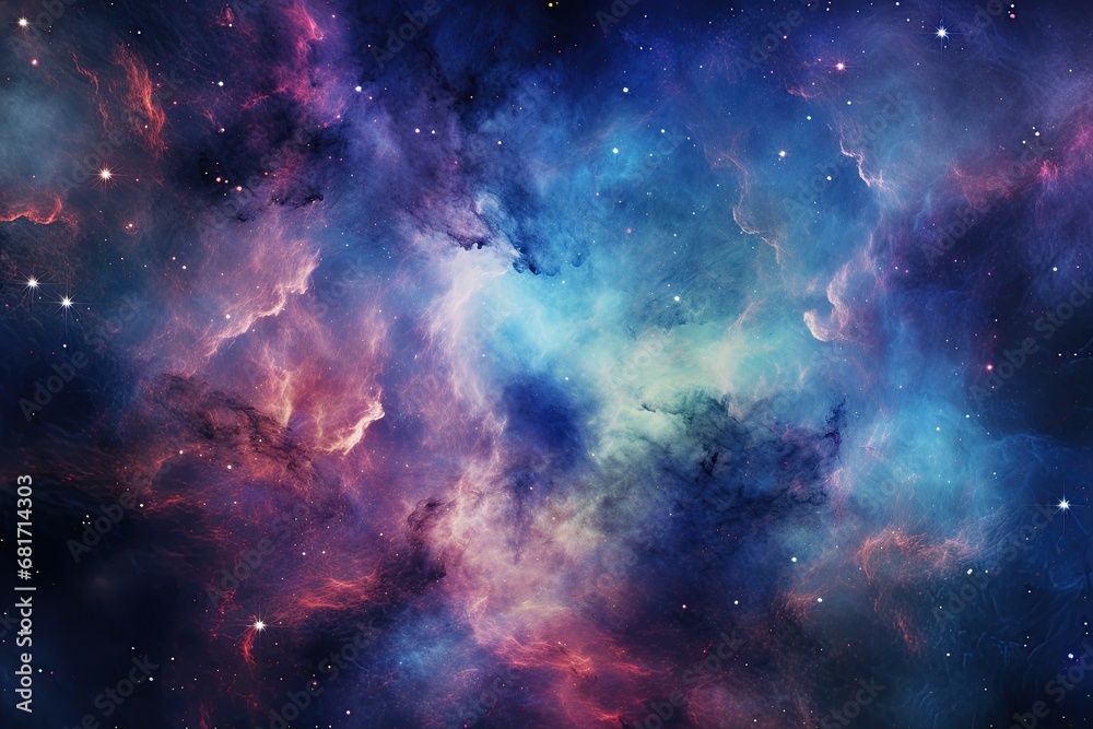 Space background with galaxy, nebula and shining stars. Colorful cosmos with stardust. Generative Ai