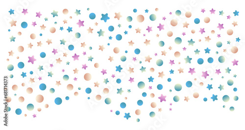 Stars and circles corner particles. Vector illustration.	