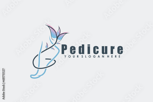 menicure pedicure logo with foot illustrasi logo design photo