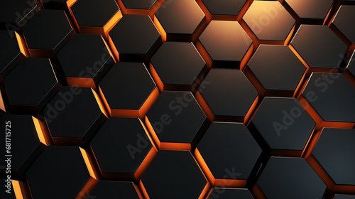 3d render of an unique web background with inclined extruding hexagons