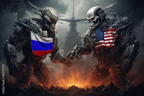 War between Russia and the United States. Concept of war between Russia and the United States, usA VS Russia war, AI Generated © Iftikhar alam