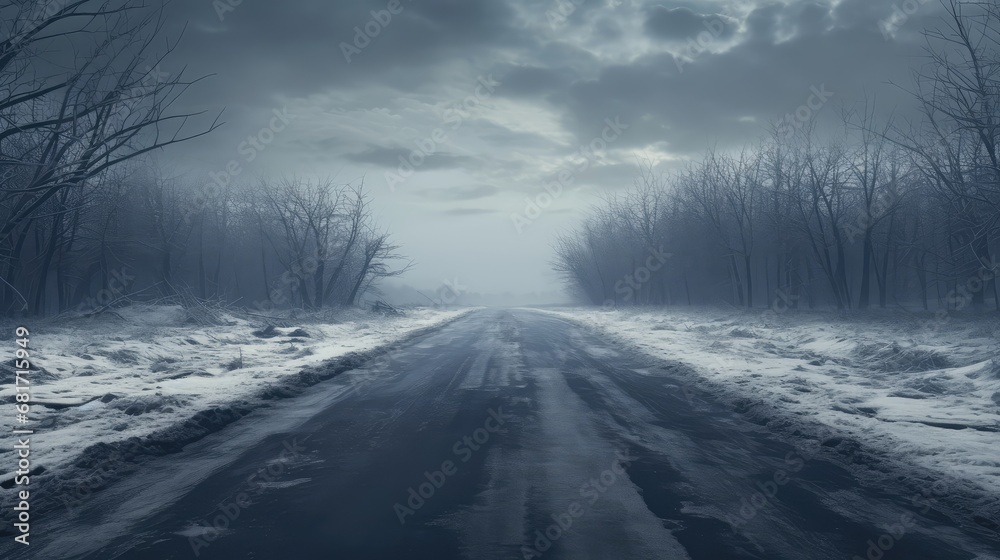 Empty winter road